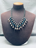 One Of The Best Native American Navajo Turquoise Sterling Silver Squash Necklace-Nativo Arts