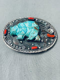 Hand Carved Bear 103 Grams Vintage Native American Navajo Sterling Silver Buckle Old-Nativo Arts