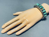 Hemer Brown!! 91 Grams Vintage Native American Navajo Green Turquoise Sterling Silver Bracelet-Nativo Arts