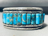 Carol Ann Vintage Native American Navajo Turquoise Row Inlay Sterling Silver Bracelet-Nativo Arts