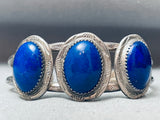 Rare Domed Lapis Vintage Native American Navajo Sterling Silver Bracelet-Nativo Arts