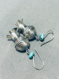 Fantastic Native American Navajo 8 Turquoise Mercury Silver Dimes Blossom Earrings-Nativo Arts