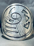 Happy Face Vintage Native American Navajo Sterling Silver Wave Bracelet Cuff Old-Nativo Arts