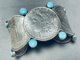 One Of The Coolest Ever Native American Navajo Coin Turquoise Sterling Silver Bracelet-Nativo Arts