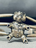 Cute Teddy Bear!! Rare Vintage Native American Navajo Sterling Silver Bracelet Cuff-Nativo Arts