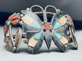 Anselm Wallace Vintage Native American Zuni Turquois Einlay Sterling Silver Bracelet-Nativo Arts