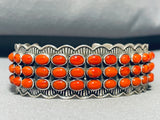 Gasp!! Fabulous Native American Navajo Circle Corals Sterling Silver Bracelet-Nativo Arts