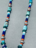 Extremely Detailed Santo Domingo Bear Turquoise Inlay Sterling Silver Necklace-Nativo Arts