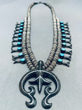 Rare Beads Vintage Native American Navajo Turquoise Sterling Silver Squash Blossom Necklace-Nativo Arts