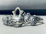 Native American Family Of Pottery Vintage Sterling Silve Rintricate Bracelet-Nativo Arts