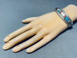 6.5 Inch Wrist Vintage Native American Navajo Turquoise Inlay Sterling Silver Bracelet-Nativo Arts