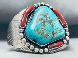 Huge Vintage Native American Navajo Old Kingman Turquoise Sterling Silver Bracelet-Nativo Arts
