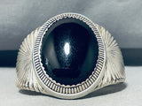 Jaw-dropping Vintage Native American Navajo Black Onyx Sterling Silver Signed Bracelet-Nativo Arts