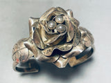 3d Rose!! Vintage Southwest Sterling Silver Bracelet Cuff Old-Nativo Arts