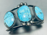 One Of The Best Vintage Native American Navajo Blue Diamond Turquoise Sterling Silver Bracelet-Nativo Arts