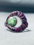 One Of The Most Unique Vintage Gaspiite Sterling Silver Inlay Ring