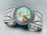 Fabulous Vintage Native American Navajo Pilot Mountain Turquoise Sterling Silver Bracelet-Nativo Arts