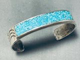 Brilliant Vintage Native American Navajo Turquoise Chip Inlay Sterling Silver Bracelet-Nativo Arts