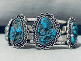 Gorgeous Vintage Native American Navajo Seafoam Turquoise Sterling Silver Bracelet-Nativo Arts