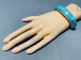 Native American Stunning Inlay Navajo Turquoise Sterling Silver Bracelet-Nativo Arts