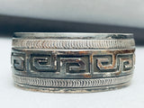 7 Inch Wrist Hand Tooled Vintage Navajo Detailed Sterling Silver Bracelet-Nativo Arts