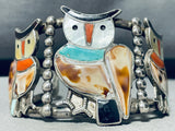 The Best Vintage Native American Navajo Owl Sterling Silver Inlay Bracelet Cuff-Nativo Arts