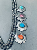 Most Beautiful Vintage Native American Navajo Cross Sterling Silver Squash Blossom Necklace-Nativo Arts
