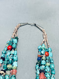 100 Grams Vintage Native American Navajo Old Kingman Turquoise Sterling Silver Necklace-Nativo Arts