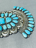Justin Wilson Vintage Native American Navajo Blue Turquoise Sterling Silver Pin-Nativo Arts