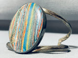 Native American Best Vintage Santo Domingo Rainbow Calsilica Jasper Sterling Silver Bracelet-Nativo Arts