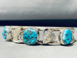 Gone Fishing!! Rare Vintage Native American Navajo Turquoise Sterling Silver Bracelet-Nativo Arts