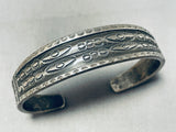 Early To Mid 1900's Vintage Native American Navajo Sterling Or Coin Silver Handstamped Bracelet-Nativo Arts