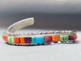 Detailed Inlay Vintage Native American Navajo Cecil Ashley Sterling Silver Bracelet-Nativo Arts