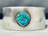 Tremendous Vintage Native American Navajo Carico Lake Turquoise Sterling Silver Cuff-Nativo Arts