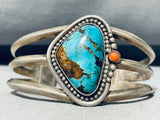 Rare Vintage Native American Navajo Bisbee Turquoise Sterling Silver Bracelet Old-Nativo Arts
