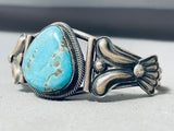 Native American Important Vintage Leo Martinez Turquoise Sterling Silver Repoused Bracelet-Nativo Arts