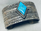 Arnold Blackgoat Diamond Turquoise Vintage Native American Navajo Sterling Silver Bracelet-Nativo Arts