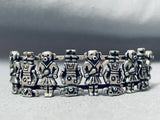 Extremely Detailed Vintage Mudhead Sterling Silver Kachina Bracelet-Nativo Arts