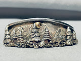 3d Forest Vintage Native American Navajo Sterling Silver Gold Sun Bracelet-Nativo Arts
