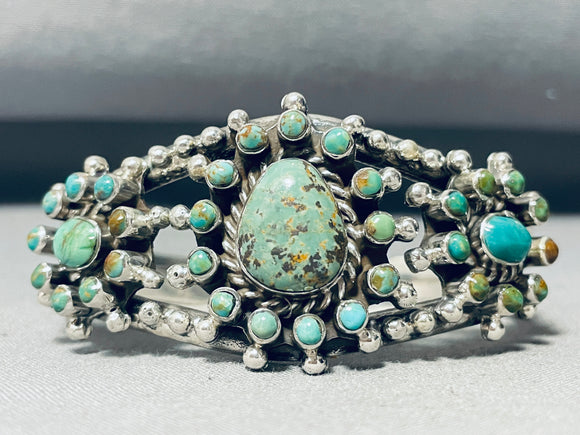 One Of The Best Vintage Native American Navajo 'Satellite' Sterling Silver Turquoise Bracelet-Nativo Arts