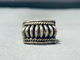 Impressive Native American Navajo Handcarved Sterling Silver Solid Ring-Nativo Arts