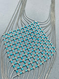 One Of The Most Intricate Vintage Native American Navajo Turquoise Sterling Silver Necklace-Nativo Arts