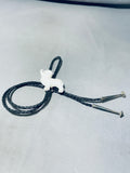 One Of A Kind Vintage Native American Zuni White Shell Sterling Silver Ram Bolo Tie-Nativo Arts