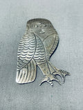 Exceptional Vintage Native American Navajo Sterling Silver Owl Pin-Nativo Arts