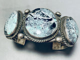 Whitewater Turquoise!! Vintage Native American Navajo Sterling Silver Bracelet Cuff-Nativo Arts