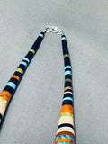 222 Grams Vintage Santo Domingo Turquoise Disc Sterling Silver Necklace