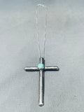 Incredible Vintage Native American Navajo Turquoise Cross Sterling Silver Necklace