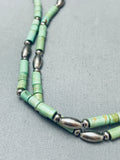 Rare Earlier Vintage Native American Navajo Green Turquise Heishi Sterling Silver Necklace-Nativo Arts