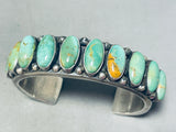 Hemer Brown!! 91 Grams Vintage Native American Navajo Green Turquoise Sterling Silver Bracelet-Nativo Arts