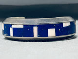 One Of The Best Vintage Native American Navajo Midnight Lapis Sterling Silver Bracelet Inlay-Nativo Arts